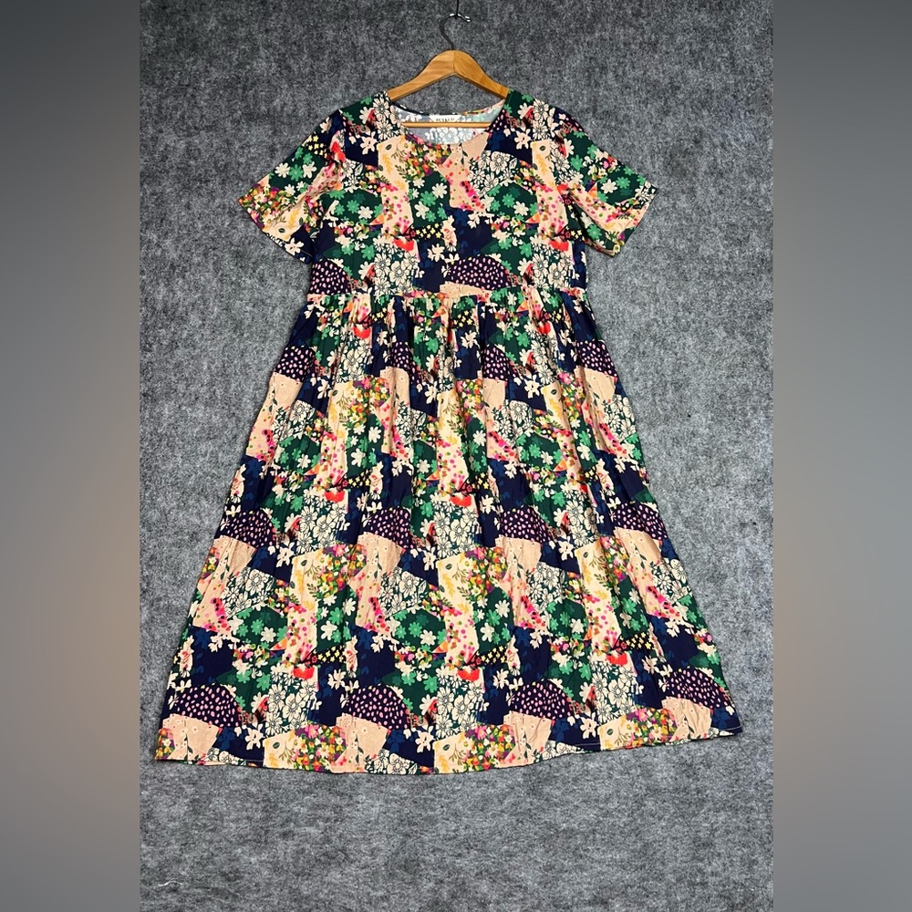 Buykud Women's Short-Sleeve Midi Dress  Multicolour Floral Size M